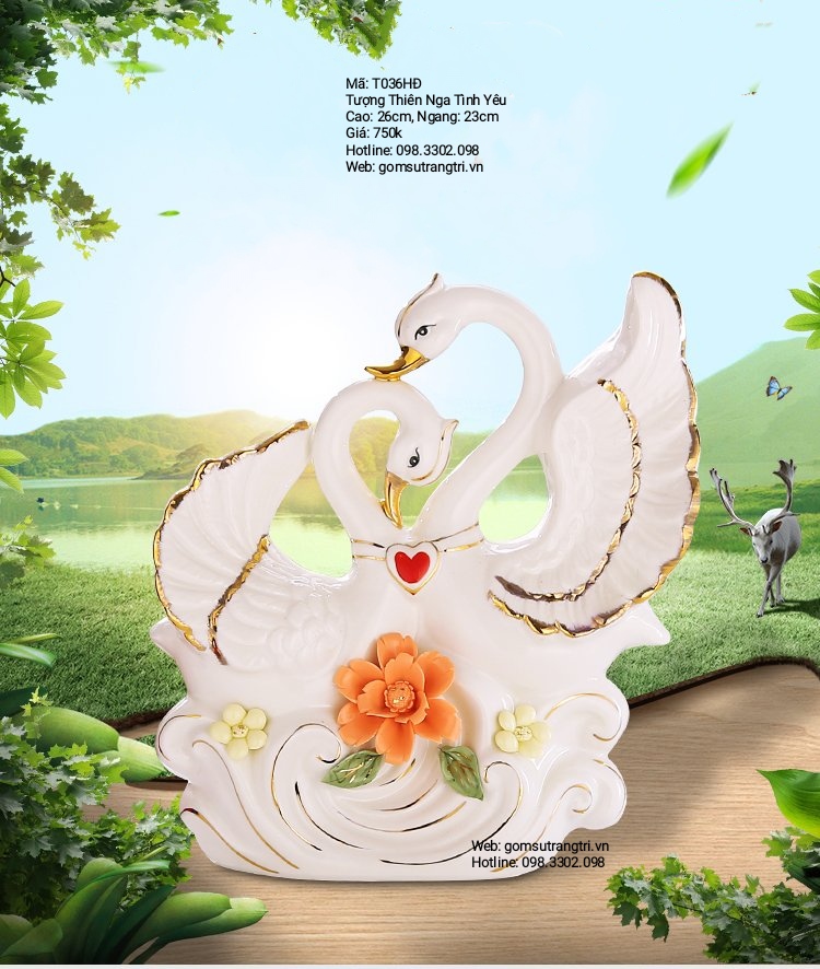 tượng sứ thiên nga, tượng tình yêu, quà cưới, quà tặng, trang trí nhà cửa